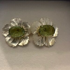 Elegant Floral Earrings with Green Accents